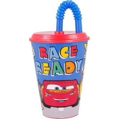 Stor plastový pohár s víkem a brčkem Disney Cars 430ml 51530