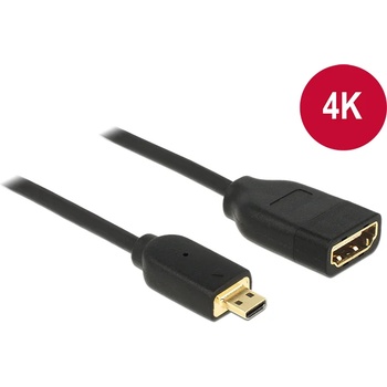 Delock кабел Високоскоростен HDMI с Ethernet - HDMI micro-D мъжки / HDMI-A женски 3D 4K 20 cm