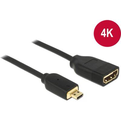 Delock кабел Високоскоростен HDMI с Ethernet - HDMI micro-D мъжки / HDMI-A женски 3D 4K 20 cm