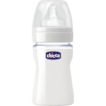 Chicco Sklenená Fľaša WellBeing bez BPA silikón 150ml