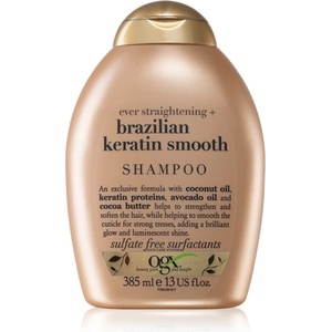 OGX Brazilian Keratin Smooth изглаждащ шампоан за блясък и мекота на косата 385ml