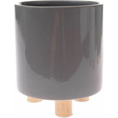 Casa de Engel Керамична саксия с дървени крака, сива, 0/12 Casa de Engel | Lilav | Home | UNI