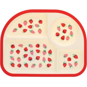Rex London Червена/бежова пластмасова детска чиния 21x27 cm Little Strawberry - Rex London (32084)