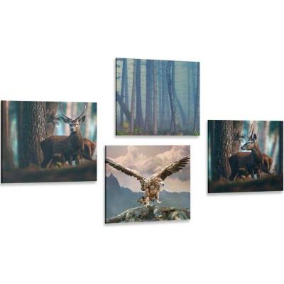 Set obrazů zákoutí lesa - 4x 40x40