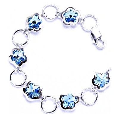 Čištín stříbrný s krystaly Swarovski kytička Akvamarin R 1296