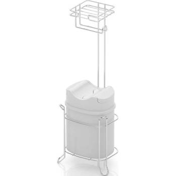Tekno-Tel Стояща поставка за тоалетна хартия tekno tel mg-098wk , с кошче , хром-бяло (9999150120)