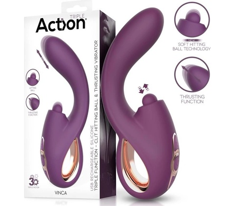 Action Vinca Triple Function with Clit Hitting Ball & Thrusting Purple