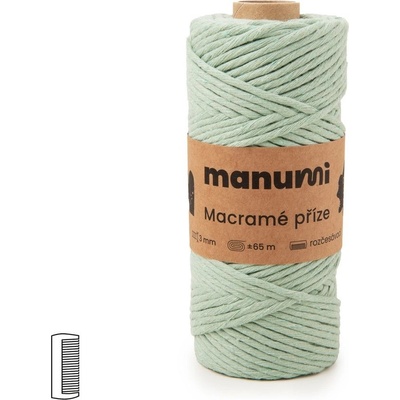 Manumi Macramé příze stáčená 3mm Eukalyptus - 1 ks