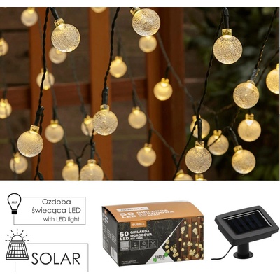 Garden Line Solární LED světelný řetěz Bubble 9,35 m černý/teplá bílá