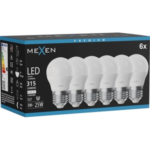 Mexen Nova 6x LED крушка E27, G45, 3W, Неутрална - 4000K, 315 lm - L101-E27-0340-01x06 (L101-E27-0340-01x06)