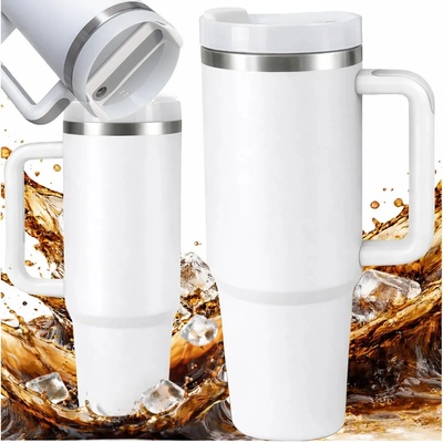 Verk 07374 termohrnek s uchem a brčkem nerez 1200 ml bílý