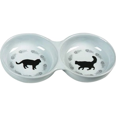 Flamingo Cat bowl - Порцеланова двойна купа за храна и вода за котки, 3, 5 x 11 x 22 см