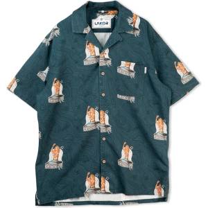 LAKOR Мъжка риза с копчета LAKOR Save The Mermaids Short Sleeve Shirt - Midnight Navy (033-3077-0113)