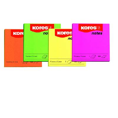 Samolepící bloček 75x75 oranžový neonový 100 listů KORES
