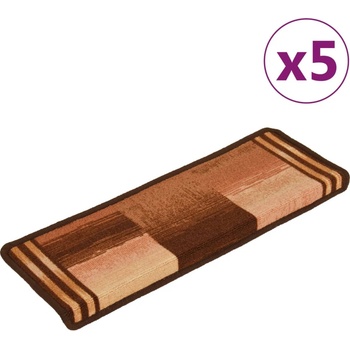 vidaXL Самозалепващи стелки за стълби, 5 бр, 65x21x4 см, кафяви (149844)