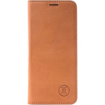 JT BERLIN BookCase Tegel Case - хоризонтален кожен (естествена кожа) калъф тип портфейл за Samsung Galaxy S10 (кафяв)