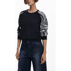 Desigual Елегантен дамски пуловер desigual, Размер s, Цвят Черен (25wwjf28_ne2000)