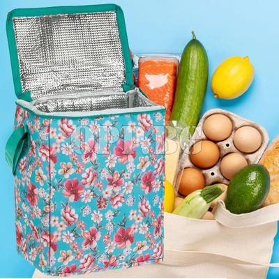 Хладилна термо чанта за свежи храни и напитки с цветя