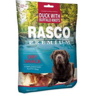 Rasco Лакомство Rasco Premium биволска кожа с патешко месо, възли 5см 230г (1704-17007)