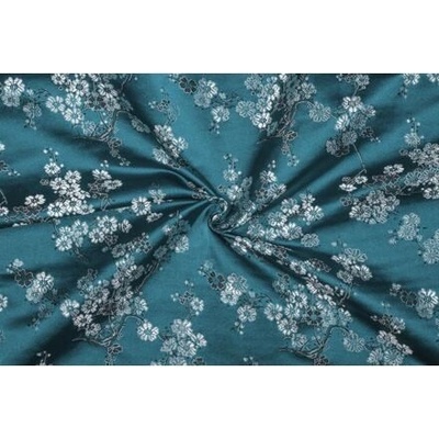 Brokát velká sakura, kachní modř