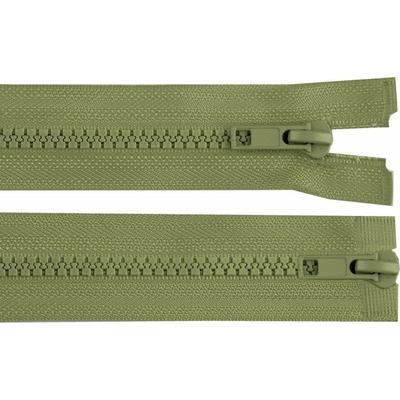 Prima-obchod Zip kostěný No 5 dělitelný 2 jezdce / dvoucestný 80 cm bundový, barva 263 zelená khaki