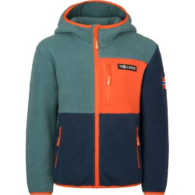 TROLLKIDS Детско поларено яке Trollkids Kid's Aurlandsfjord Jacket Fleece jacket - Stormy Blue / Mystic Blue / Flame Orange - размер 116 (EU) (703-3292-0815)