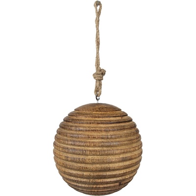 Clayre & Eef Dřevěná rýhovaná závěsná koule Ø 12*12 cm – Zbozi.Blesk.cz