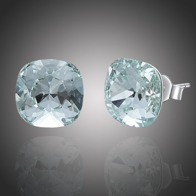 Grace Silver Jewellery stříbrné náušnice Swarovski Elements Victoria E1139-YE1050-9 Světle modrá