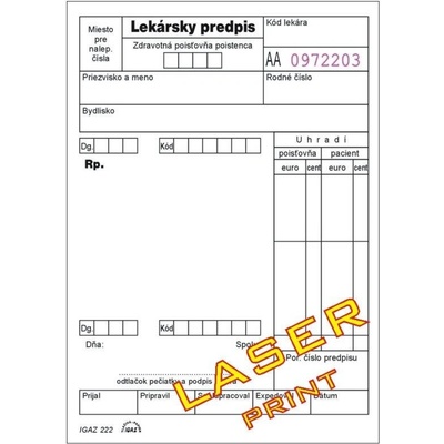 Igaz 222 Lekársky predpis - sypaný biely A6 100 l
