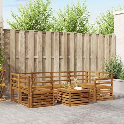 vidaXL Комплект дивани за открито 7 pcs Естествен (3374449)