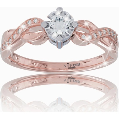 VIPgold Zlatý prsteň s bielymi zafírmi v červenom zlate SA3086c S