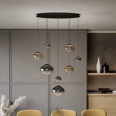 EGLO 390483 - димируема LED люстра на кабел PANTOJA 8xLED/5, 8W/230V бежово/опушено с дистанционно управление (EG390483)