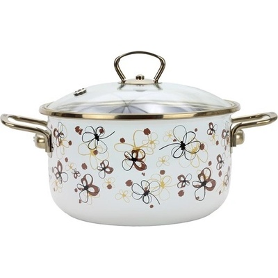 BELIS Smaltovaný hrnec se skleněnou poklicí 18 cm 2.2 l PREMIUM krémový 71918-116DPHN3