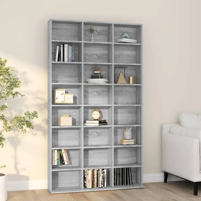 vidaXL Етажерка за дискове сив сонома 102x23x177, 5 см инженерно дърво (815091)