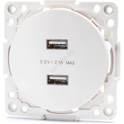 Aigostar - безрамкова USB захранваща розетка 2x USB-A, бяла (AI2748)