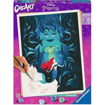 Ravensburger Комплект за рисуване по номера Ravensburger CreArt - Ариел и Урсула (23732)