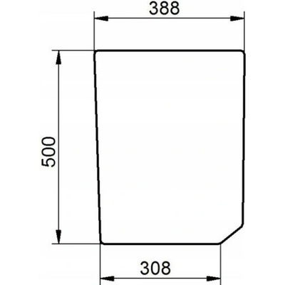 Sklo předního průhledu levé KS 390x500x6