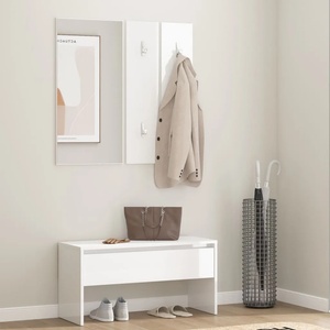 vidaXL Комплект мебели за антре, бял гланц, инженерно дърво (808789)