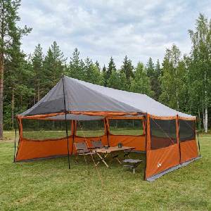 vidaXL Семейна палатка с покрив Сив и оранжев 600 x 400 x 268 см (42028605) Палатка