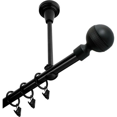 OK-GarnýžeCZ Garnýž kovová jednořadá 19mm Gabi černá 290 cm do stropu / kroužky s žabkou