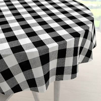 Biante Bavlněný kulatý ubrus Olivia OL-004 Černo-bílá kostka velká Ø 110 cm