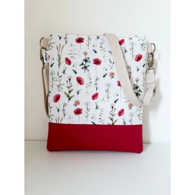 Jilcat crossbody Vlčí máky + koženka červená