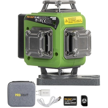 PRO-CRAFT Нивелир лазерен, линеен, procraft le-4gl, 40 м, зелен лъч, 16 проекции (uni-010882)