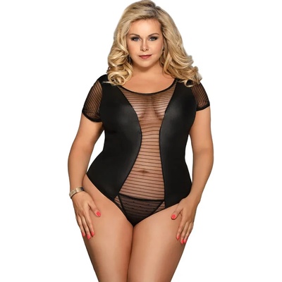 Полупрозрачно боди с къси ръкави - Short Sleeve Teddy Queen Plus (D-220759)