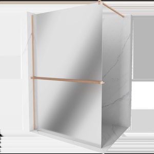 Mexen Kioto+ душ стена с рафт Walk-in 90 x 200 см, огледало, четкана мед - 800-090-121-65-50 (800-090-121-65-50)