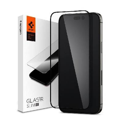 Калено стъклено защитно покритие за дисплея на iPhone 14 Pro - Spigen Glass. Tr Slim Full Cover Tempered Glass (черен-прозрачен) (AGL05221)