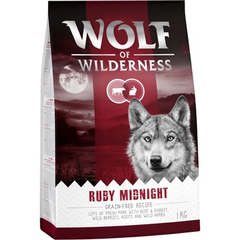 Wolf of Wilderness 1кг Adult Ruby Midnight Wolf of Wilderness суха храна за кучета с говеждо и заешко
