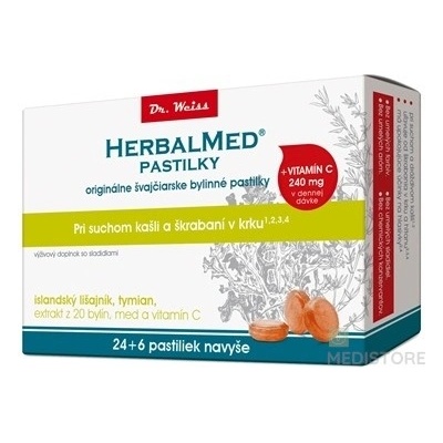 Dr. Weiss Herbalmed Pastilky pre odkašliavanie 30 pastiliek