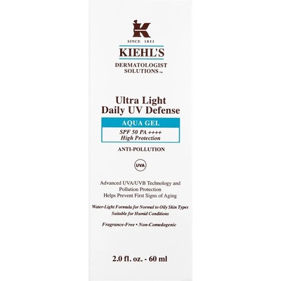 Kiehl's Dermatologist Solutions Ultra Light Daily UV Defense Aqua Gel SPF 50 PA++++ ултра лек защитен флуид за всички видове кожа, включително и чувствителна SPF 50+ 60ml