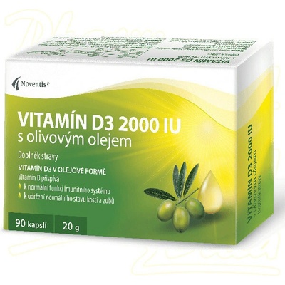 Vitamín D3 2000 IU s olivovým olejem 90 kapslí